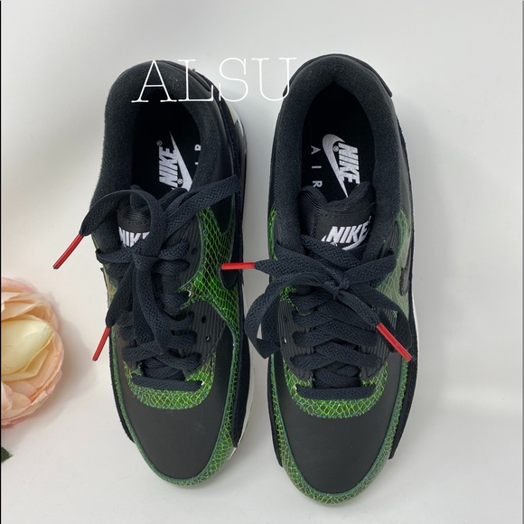 Nike Air Max 90 QS Black Green Leather W AUTHENTIC - Picture 5 of 8